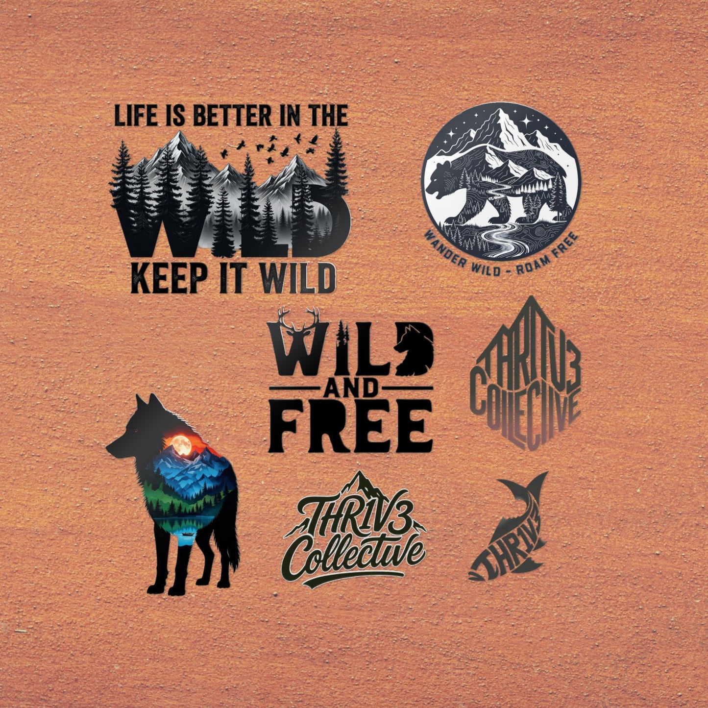 Wild & Free Die-Cut Sticker Pack — Outdoor Adventure Nature Designs (Keep It Wild)
