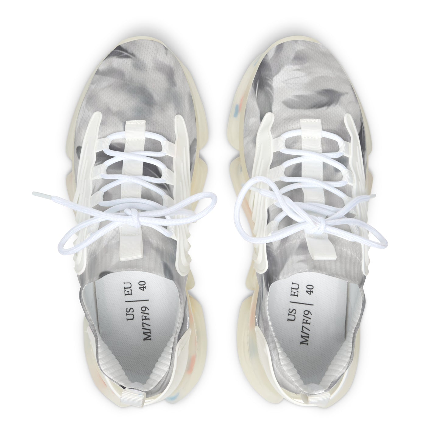 Sport Sneakers Feathered Design, Greyscale