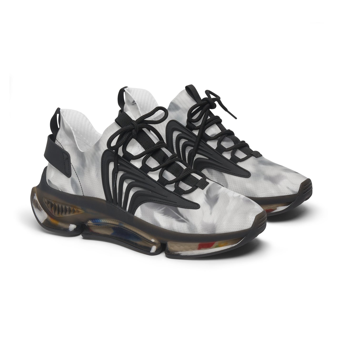 Sport Sneakers Feathered Design, Greyscale