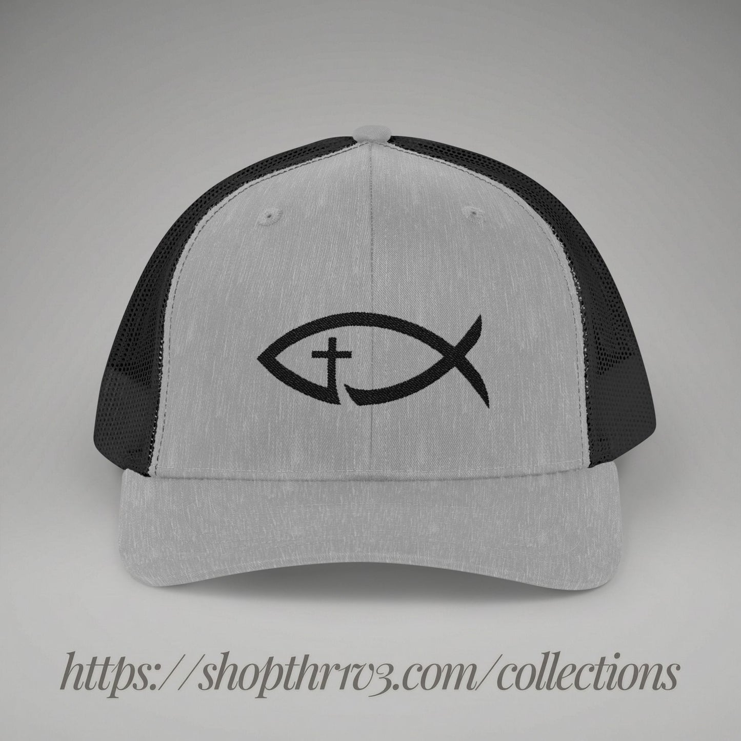 Embroidered Christian Fish Snapback Trucker Cap