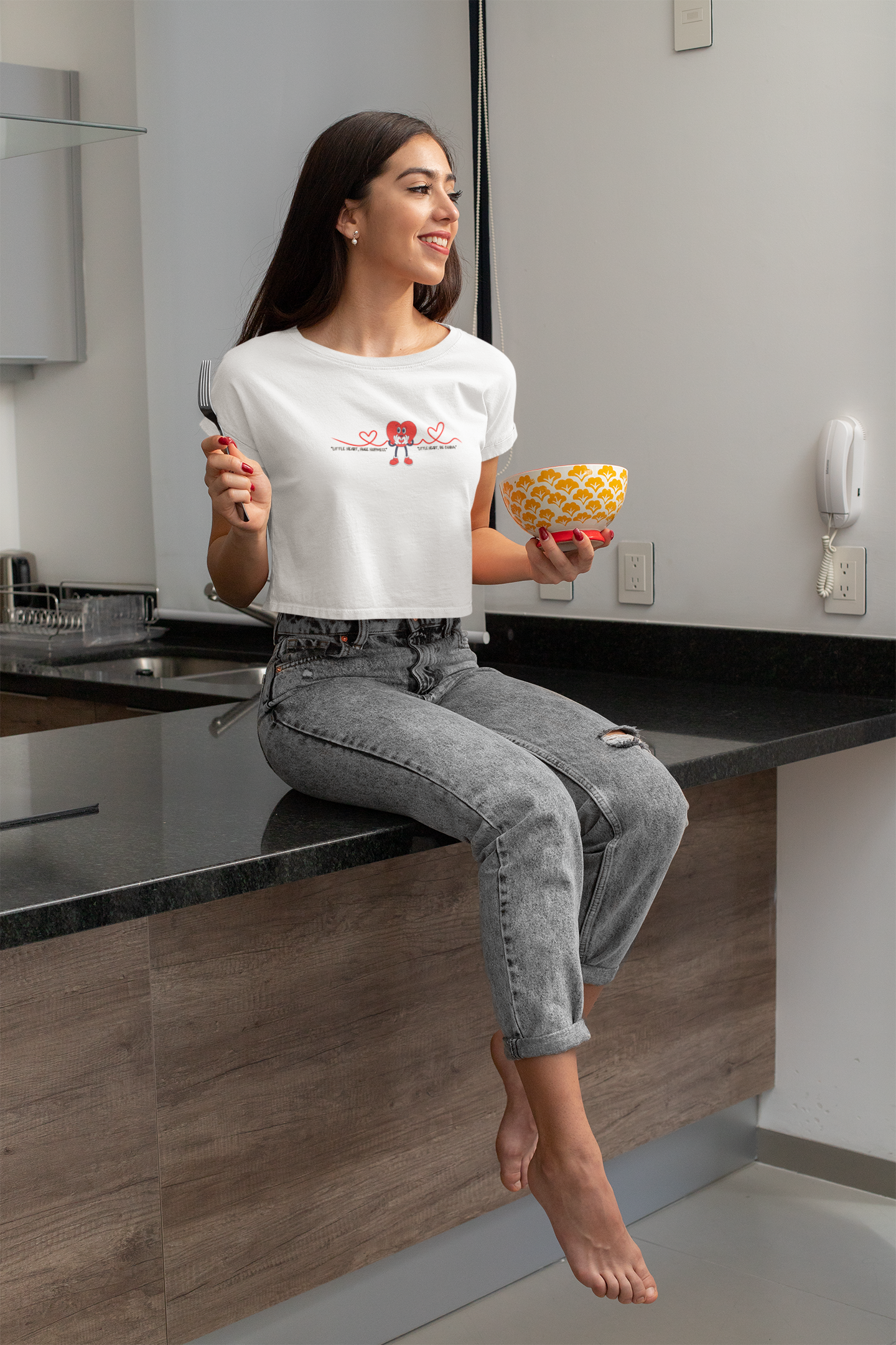 Crop Tee Heart Character Quotes