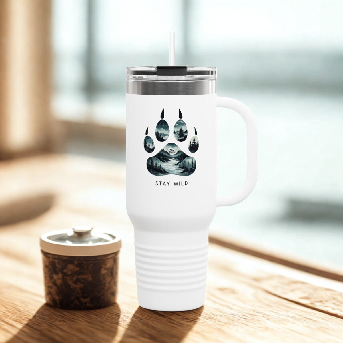 Stay Wild Insulated Travel Mug | 40oz Adventure Coffee Cup | Perfect for Nature Lovers, Camping, Road Trips, Gifts