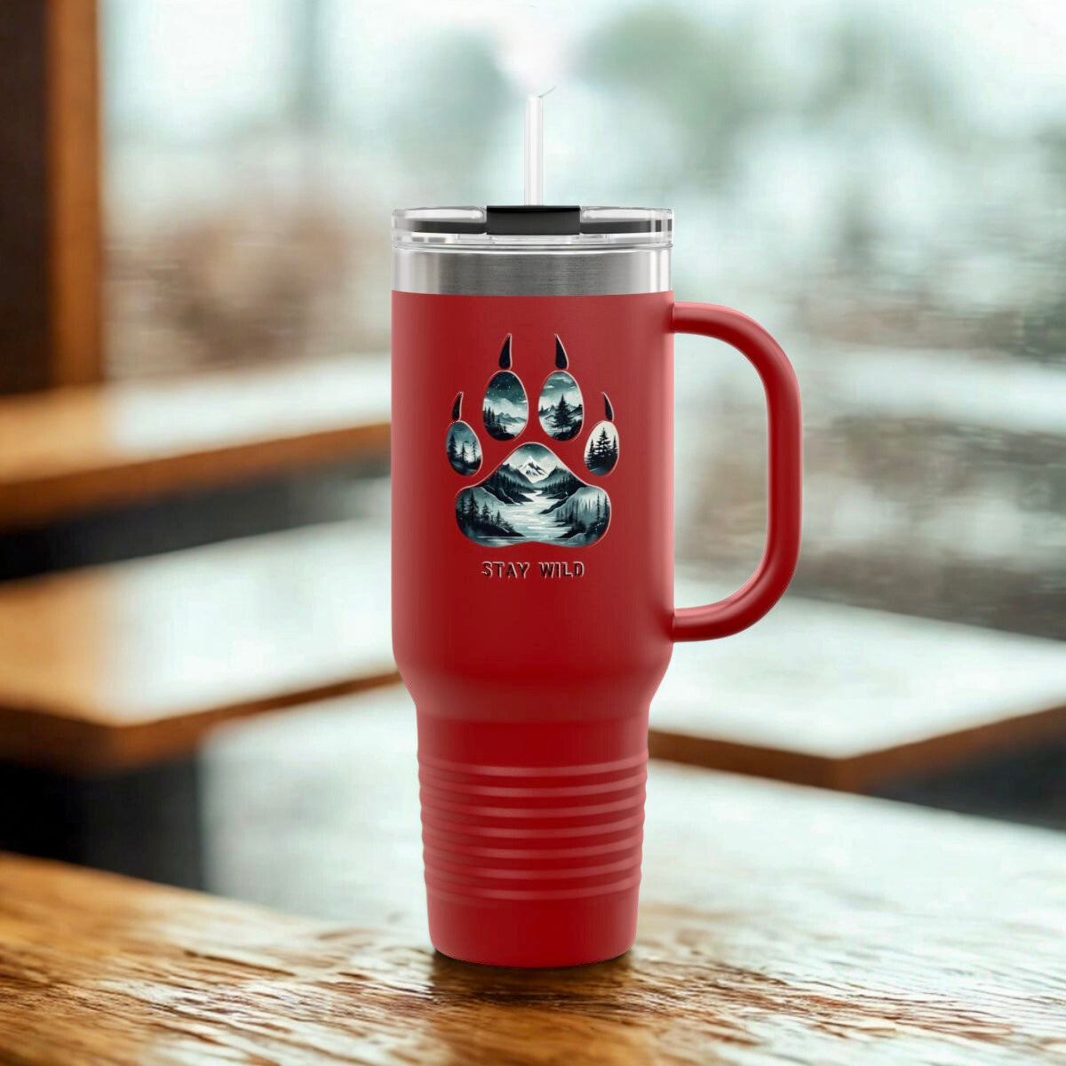 Stay Wild Insulated Travel Mug | 40oz Adventure Coffee Cup | Perfect for Nature Lovers, Camping, Road Trips, Gifts