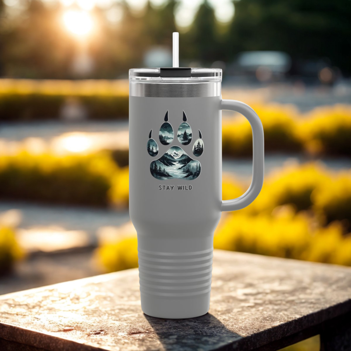 Stay Wild Insulated Travel Mug | 40oz Adventure Coffee Cup | Perfect for Nature Lovers, Camping, Road Trips, Gifts
