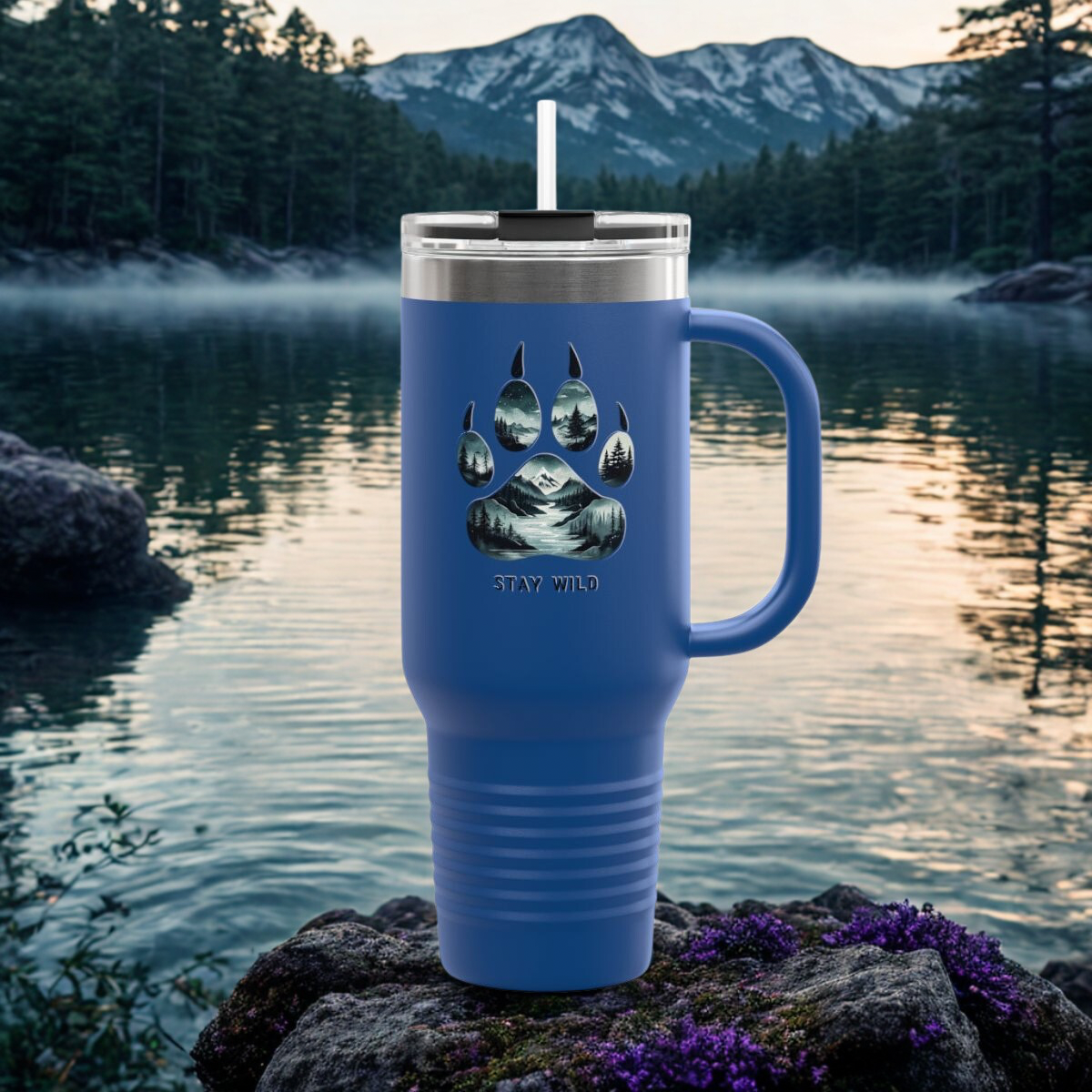 Stay Wild Insulated Travel Mug | 40oz Adventure Coffee Cup | Perfect for Nature Lovers, Camping, Road Trips, Gifts