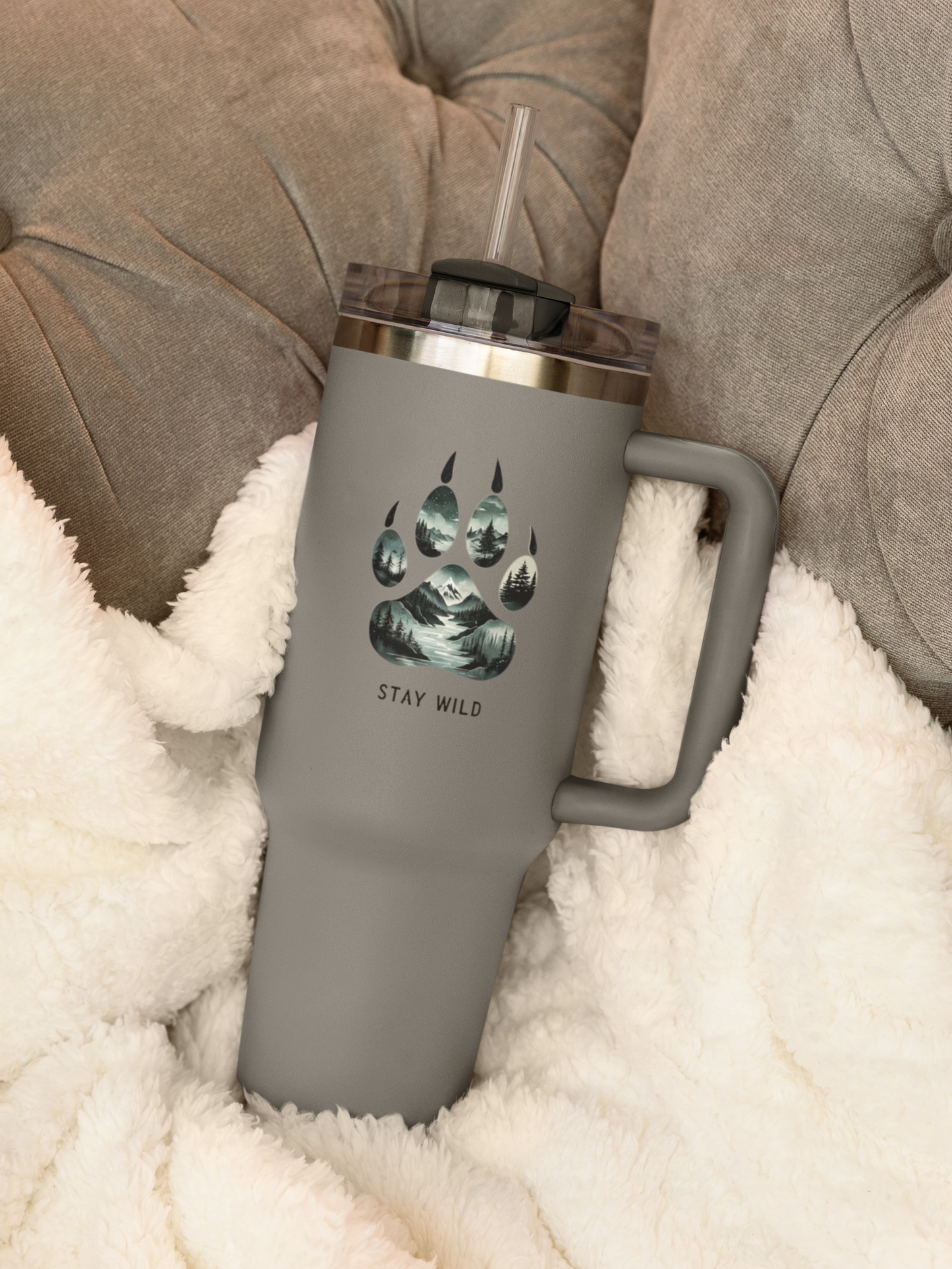 Stay Wild Insulated Travel Mug | 40oz Adventure Coffee Cup | Perfect for Nature Lovers, Camping, Road Trips, Gifts