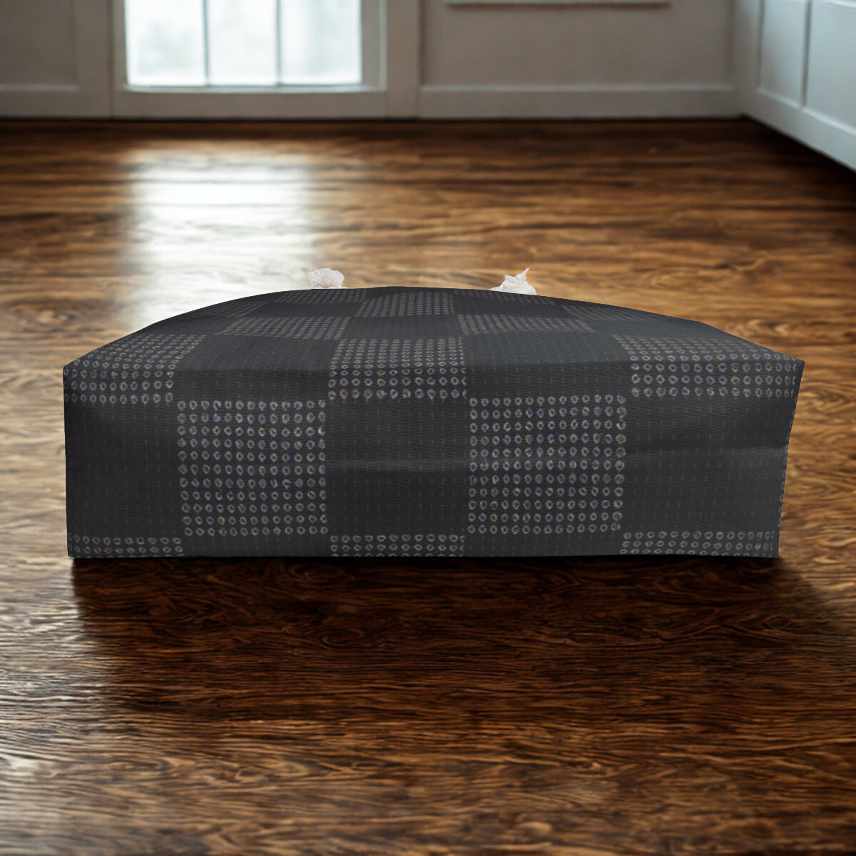 Tote Bag - Sleek Black Checkered Pattern with Dotted Accents