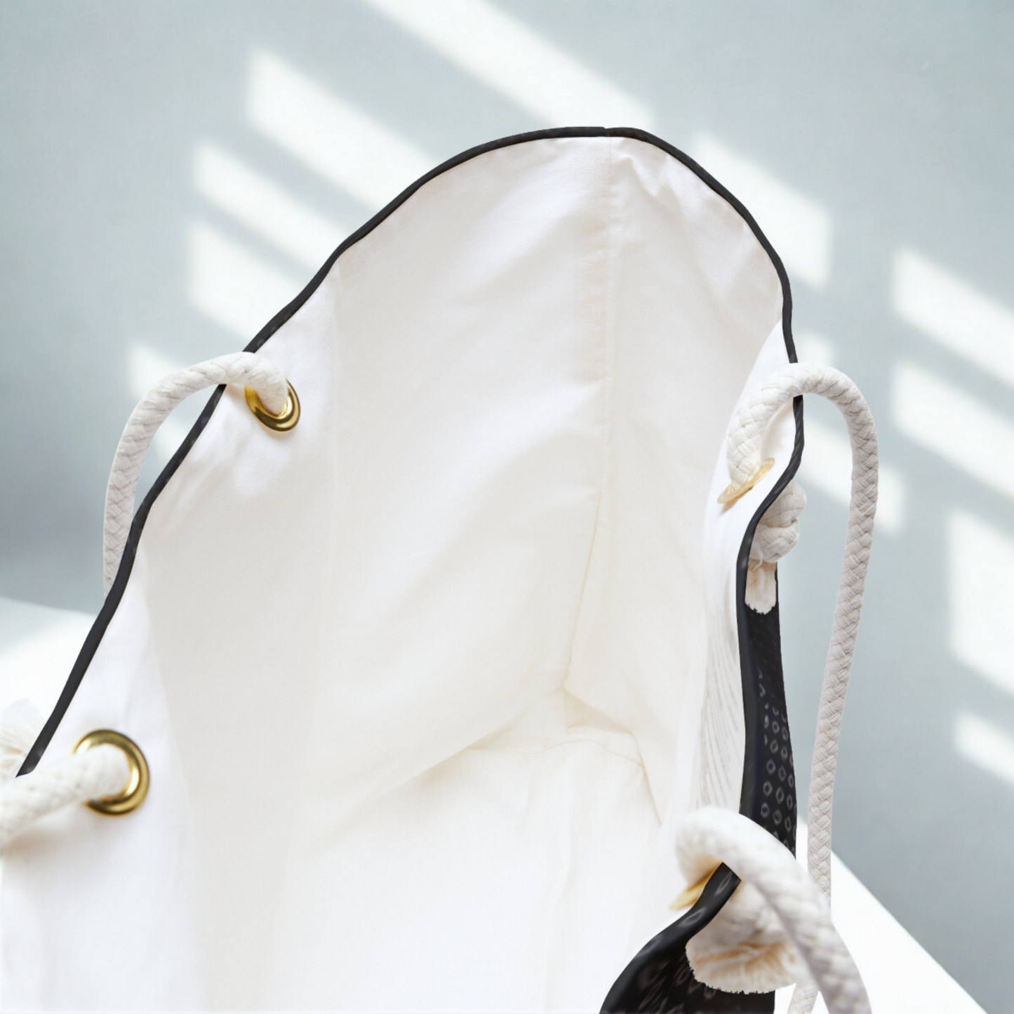 Tote Bag - Sleek Black Checkered Pattern with Dotted Accents
