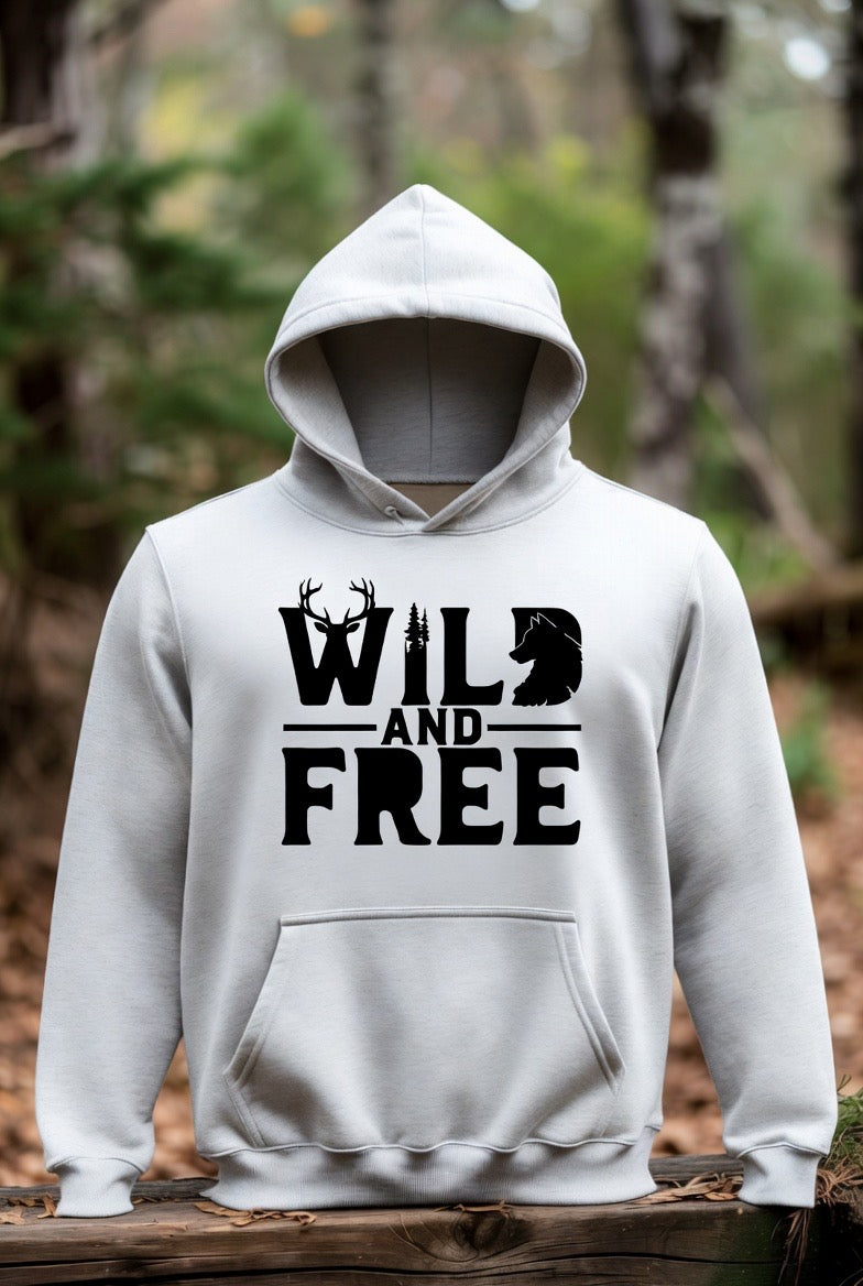 Wild & Free wolf tree antlers hoodie | Three-panel fleece