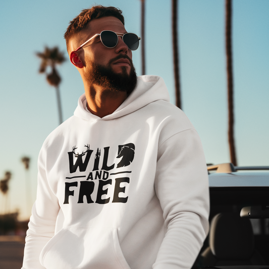 Wild & Free wolf tree antlers hoodie | Three-panel fleece
