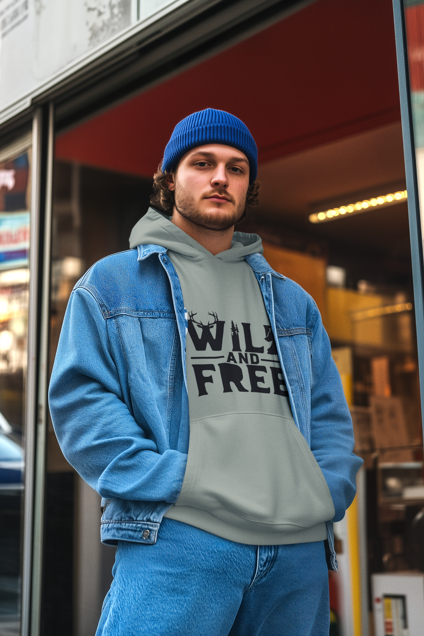 Wild & Free wolf tree antlers hoodie | Three-panel fleece