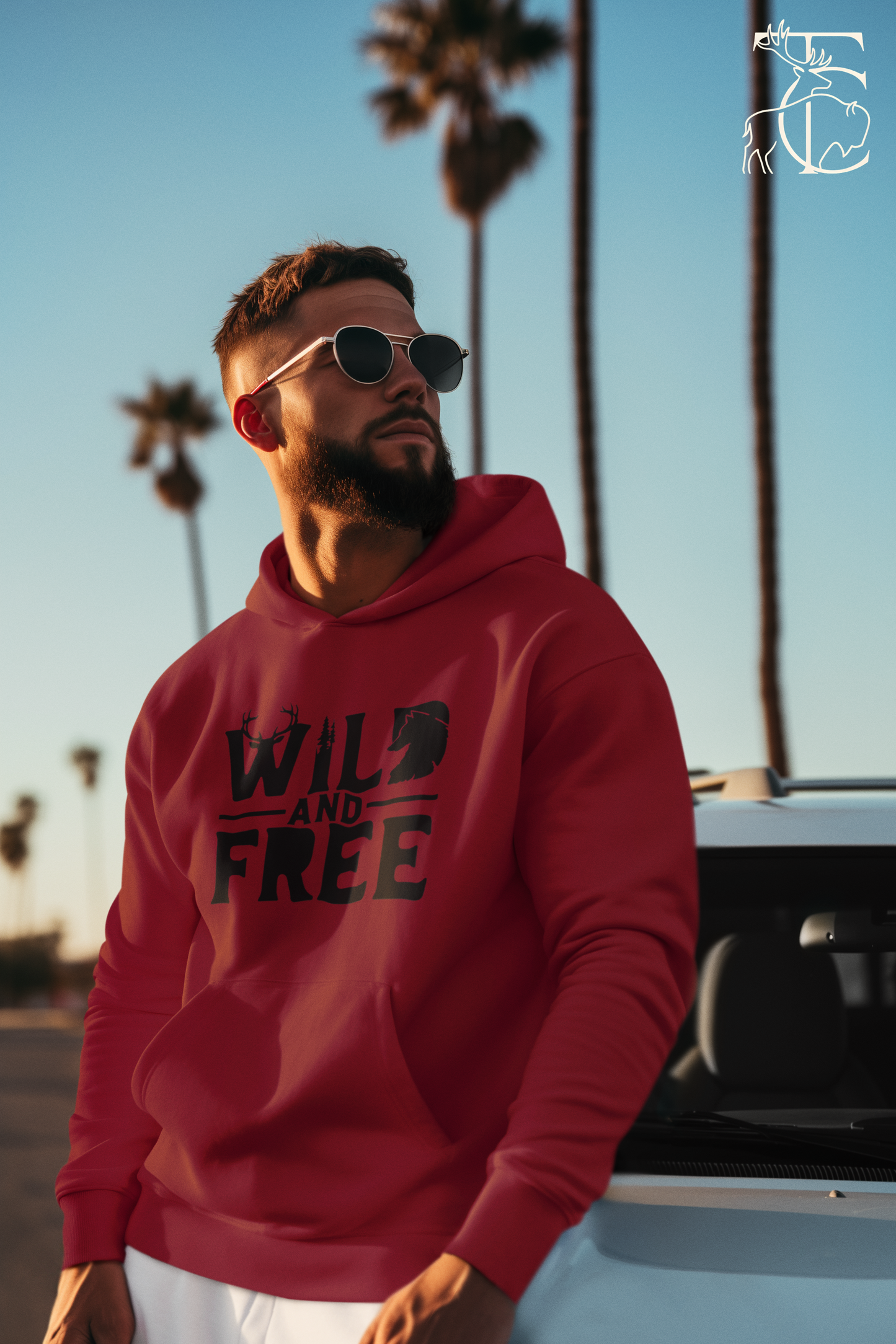 Wild & Free wolf tree antlers hoodie | Three-panel fleece