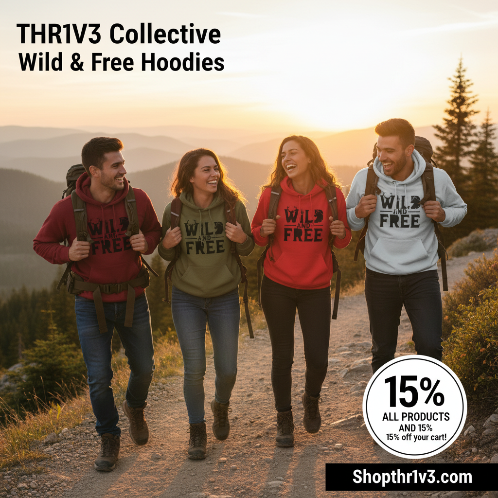 Wild & Free wolf tree antlers hoodie | Three-panel fleece