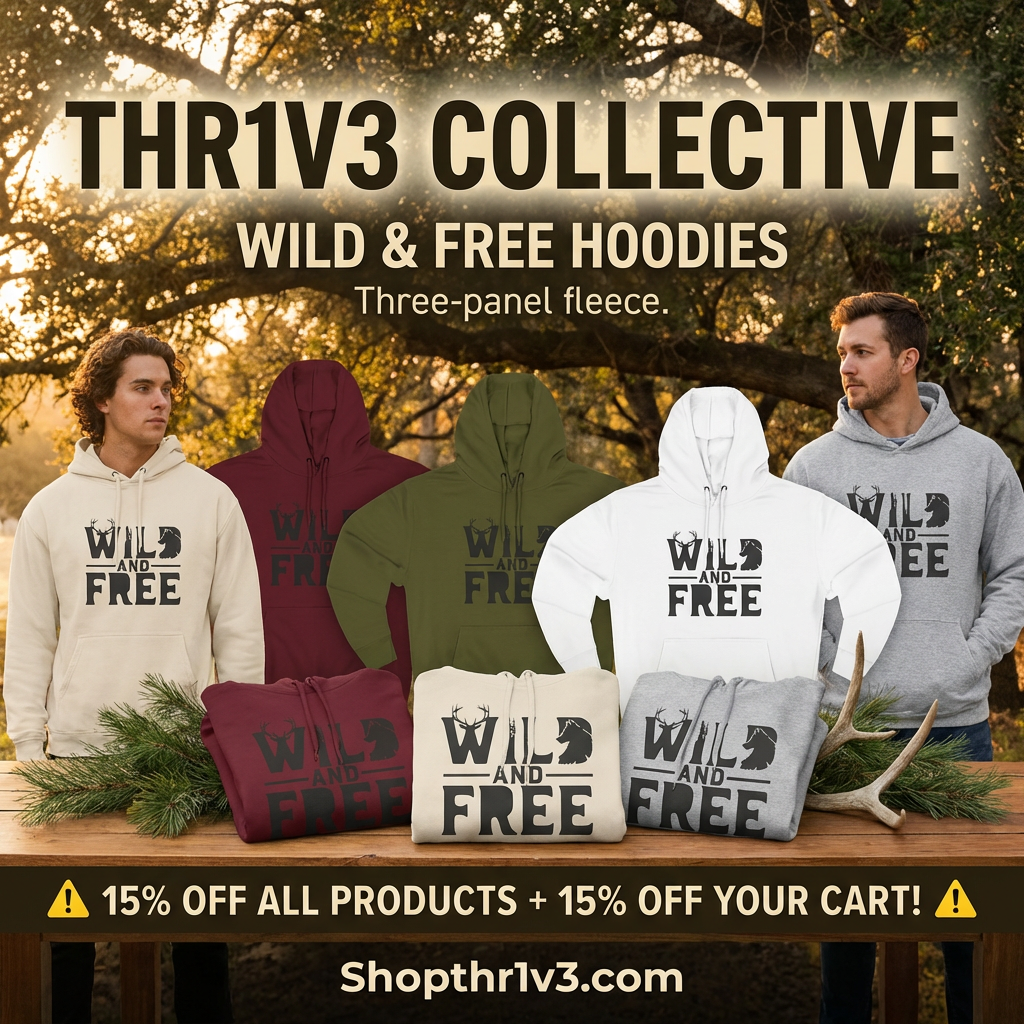 Wild & Free wolf tree antlers hoodie | Three-panel fleece