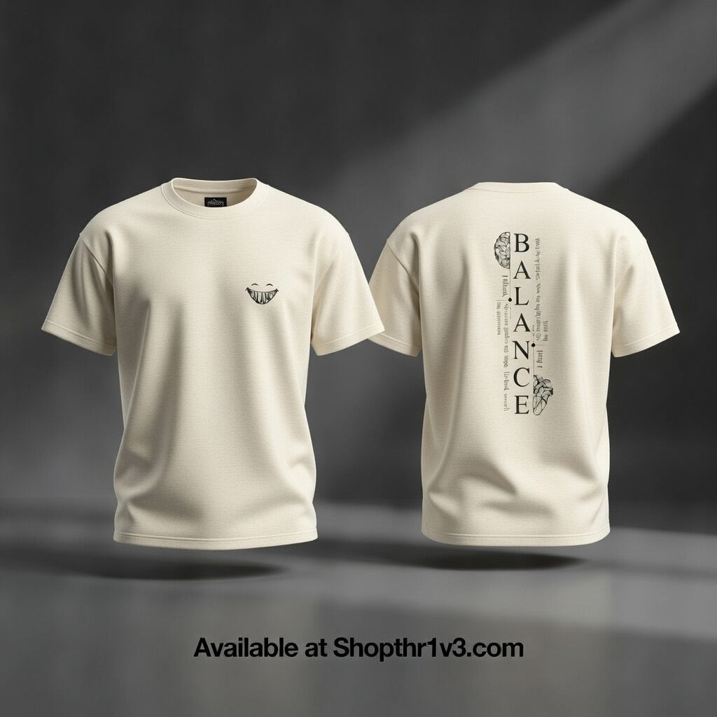 Balance Graphic Tee — Minimal Yin Yang Design with 'BALANCE' Typography