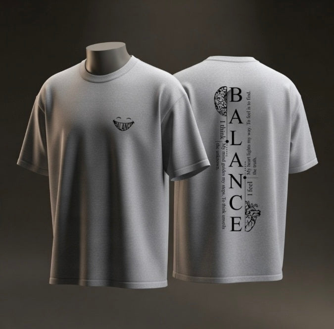 Balance Graphic Tee — Minimal Yin Yang Design with 'BALANCE' Typography