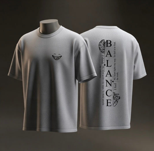 Balance Graphic Tee — Minimal Yin Yang Design with 'BALANCE' Typography