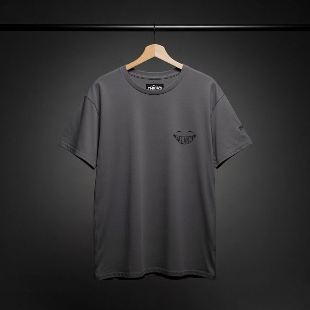 Balance Graphic Tee — Minimal Yin Yang Design with 'BALANCE' Typography