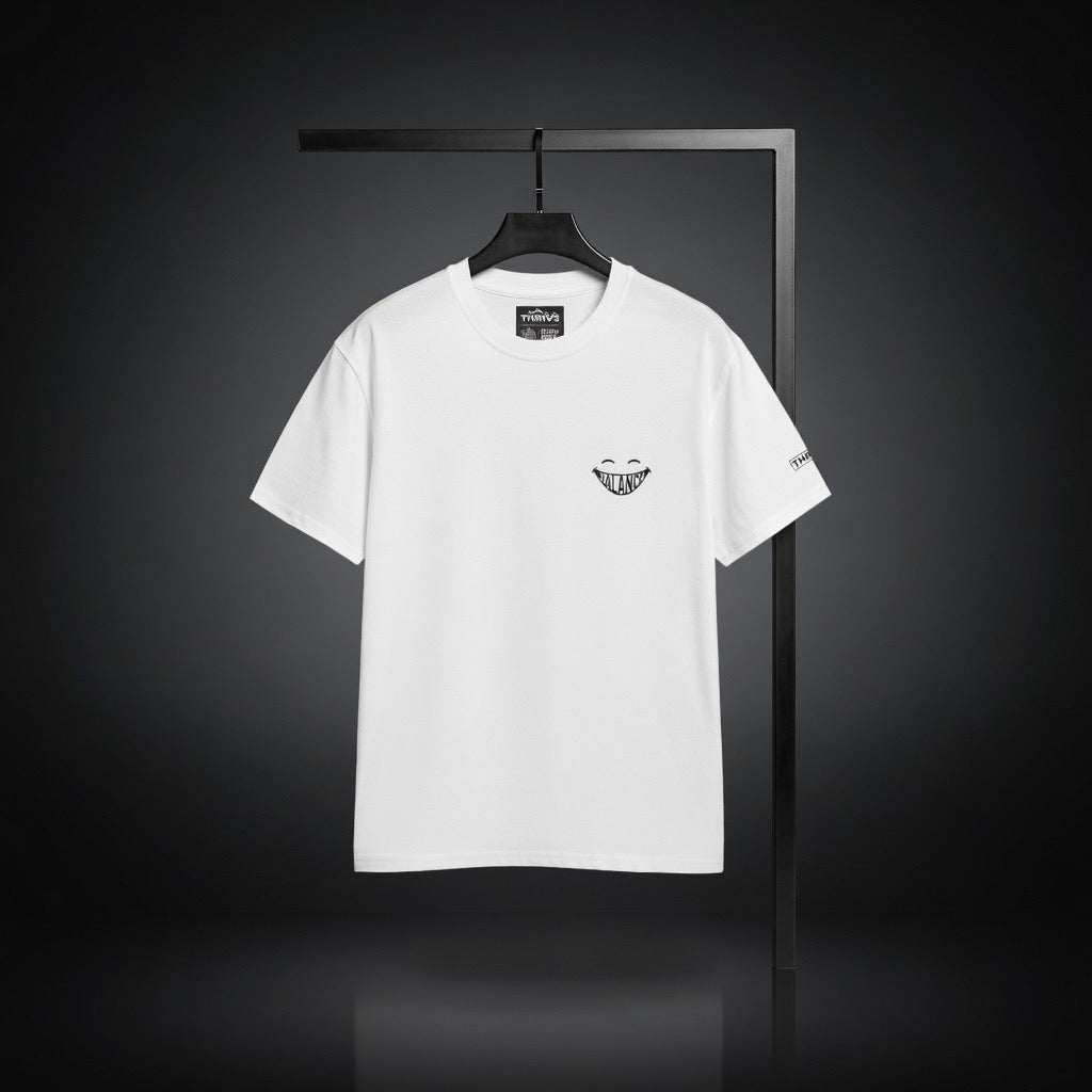 Balance Graphic Tee — Minimal Yin Yang Design with 'BALANCE' Typography