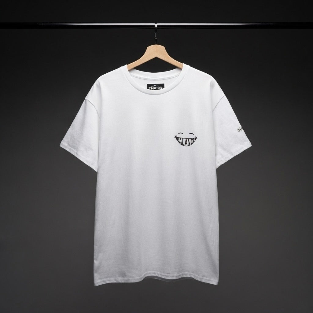 Balance Graphic Tee — Minimal Yin Yang Design with 'BALANCE' Typography