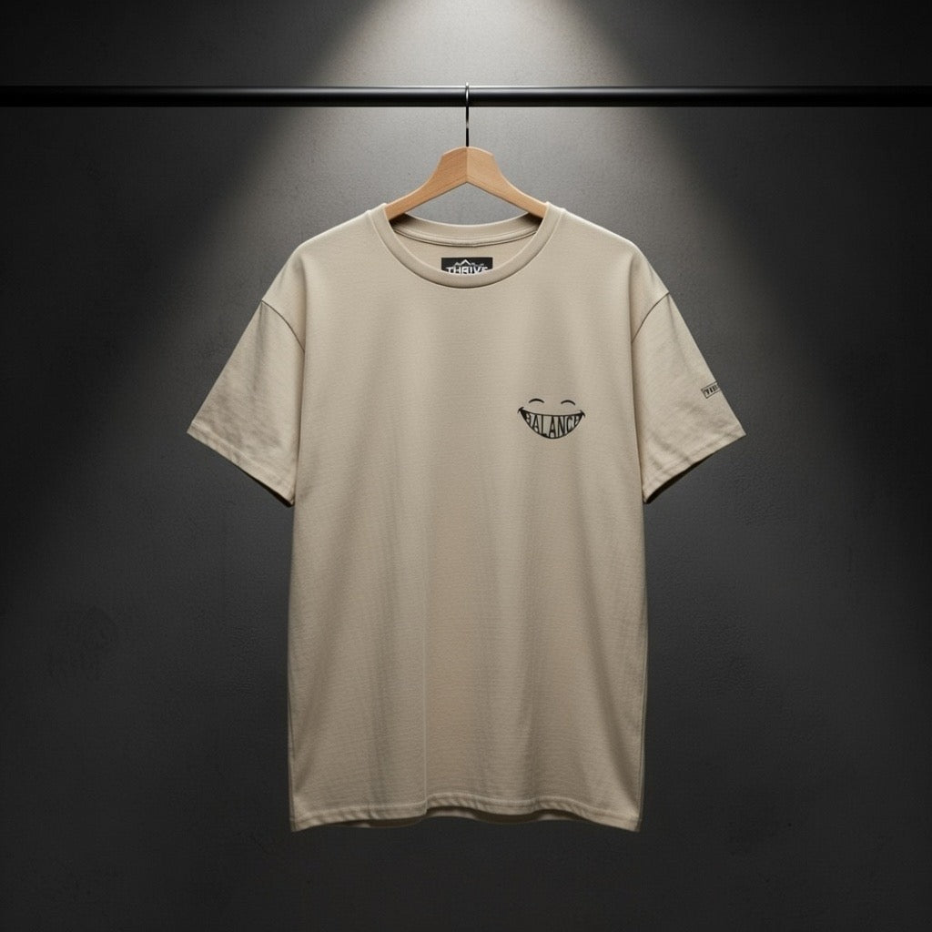 Balance Graphic Tee — Minimal Yin Yang Design with 'BALANCE' Typography
