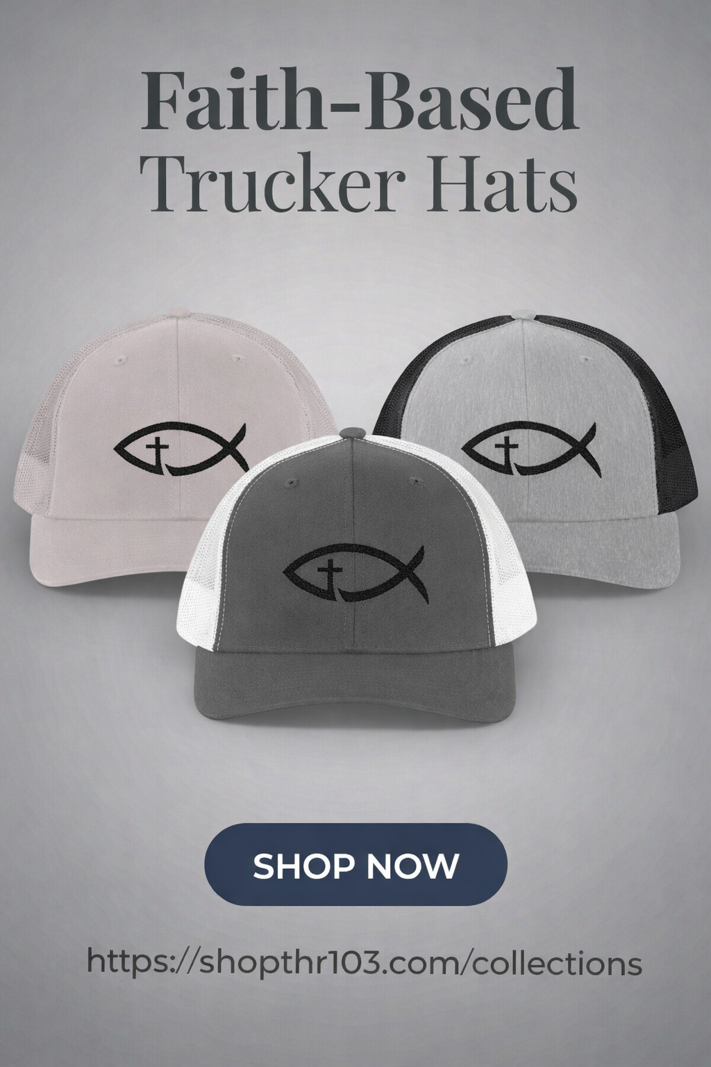 Embroidered Christian Fish Snapback Trucker Cap