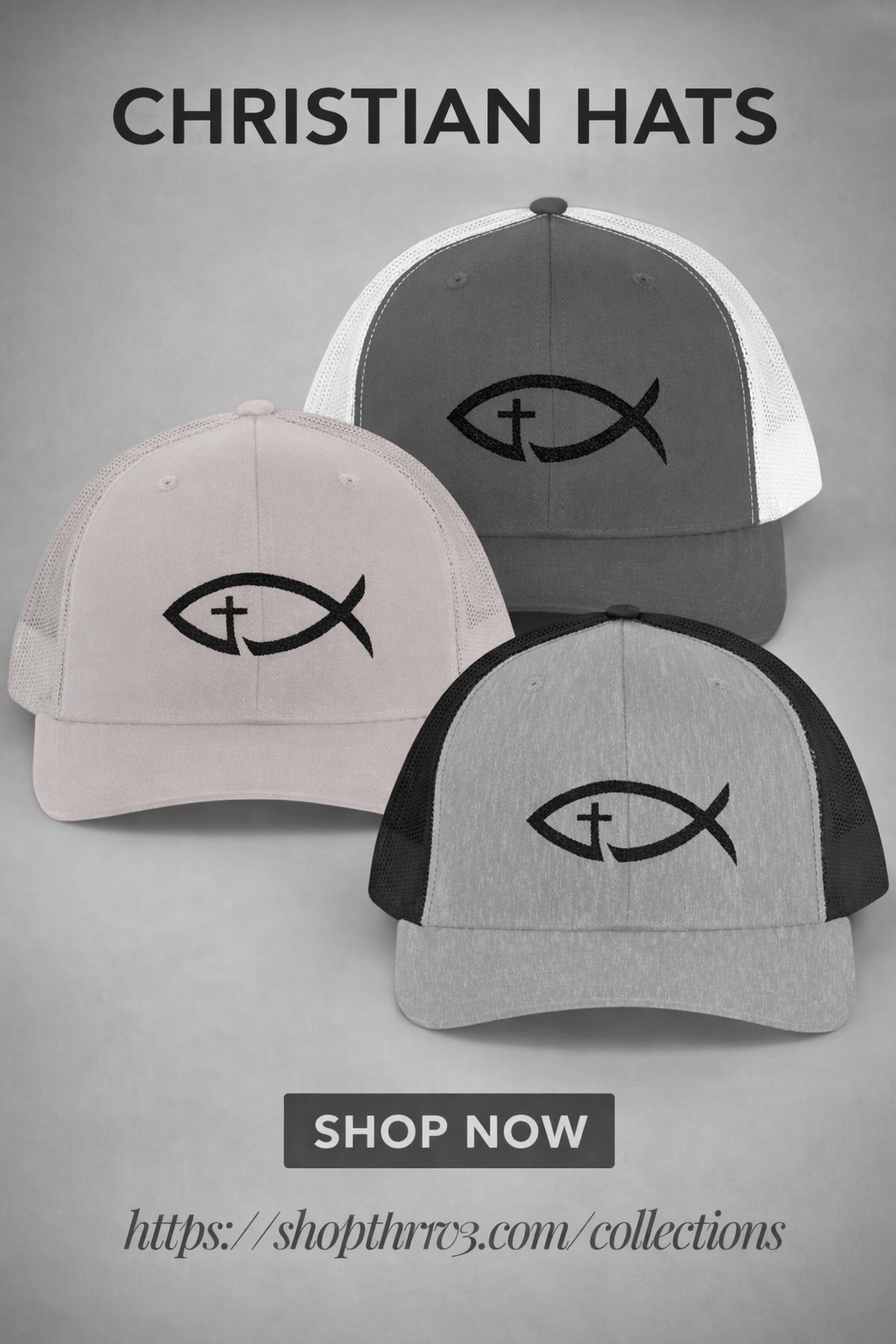 Embroidered Christian Fish Snapback Trucker Cap