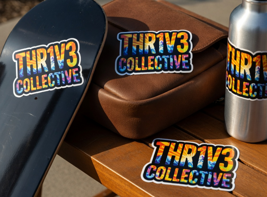THR1V3 Collective Die-Cut Vinyl Sticker | Mountain Sunset Logo Sticker | Outdoor Lifestyle Decal | Waterproof Sticker for Laptop Water Bottle Car