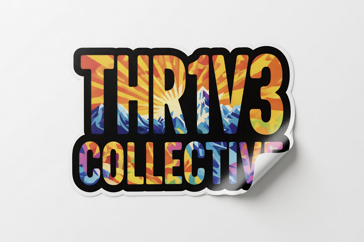 THR1V3 Collective Die-Cut Vinyl Sticker | Mountain Sunset Logo Sticker | Outdoor Lifestyle Decal | Waterproof Sticker for Laptop Water Bottle Car