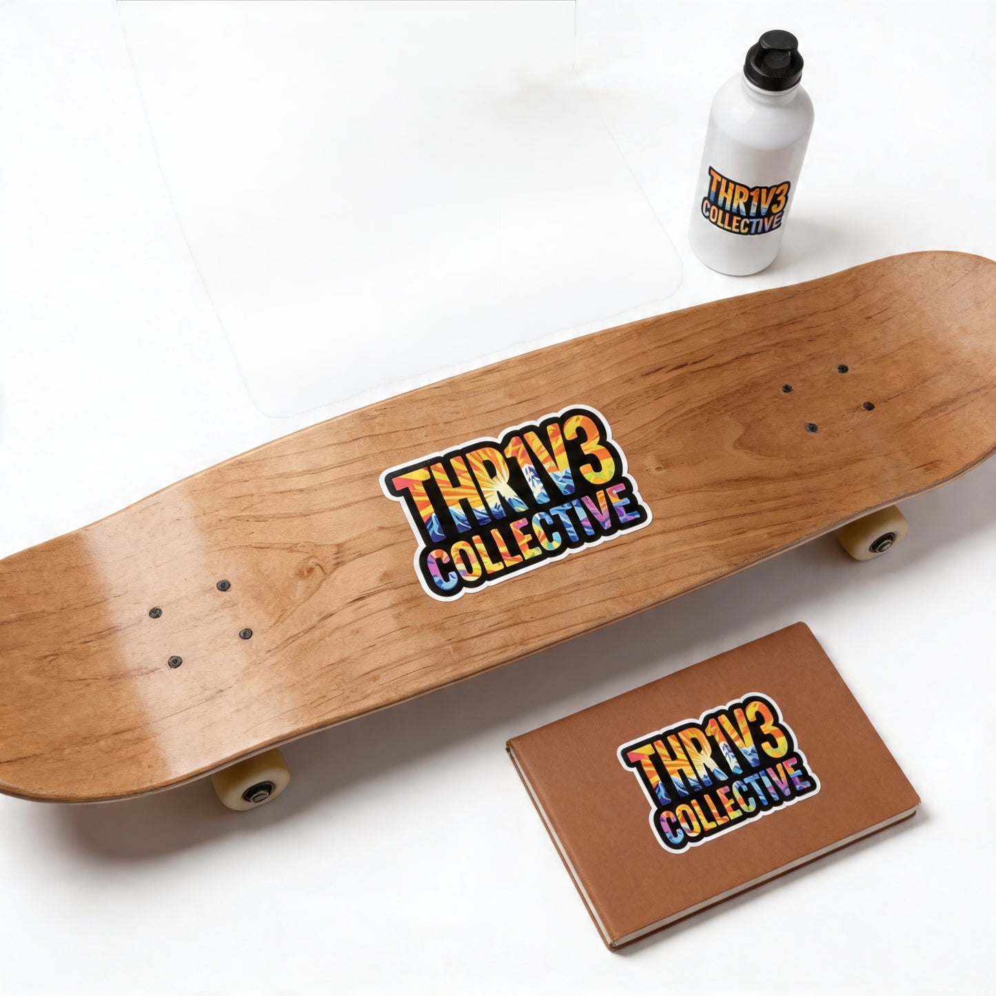 THR1V3 Collective Die-Cut Vinyl Sticker | Mountain Sunset Logo Sticker | Outdoor Lifestyle Decal | Waterproof Sticker for Laptop Water Bottle Car