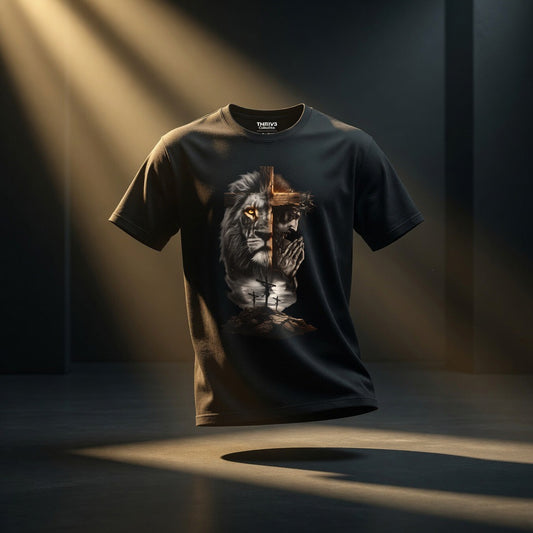 Lion Cross Tee — Faith & Courage Graphic T-Shirt
