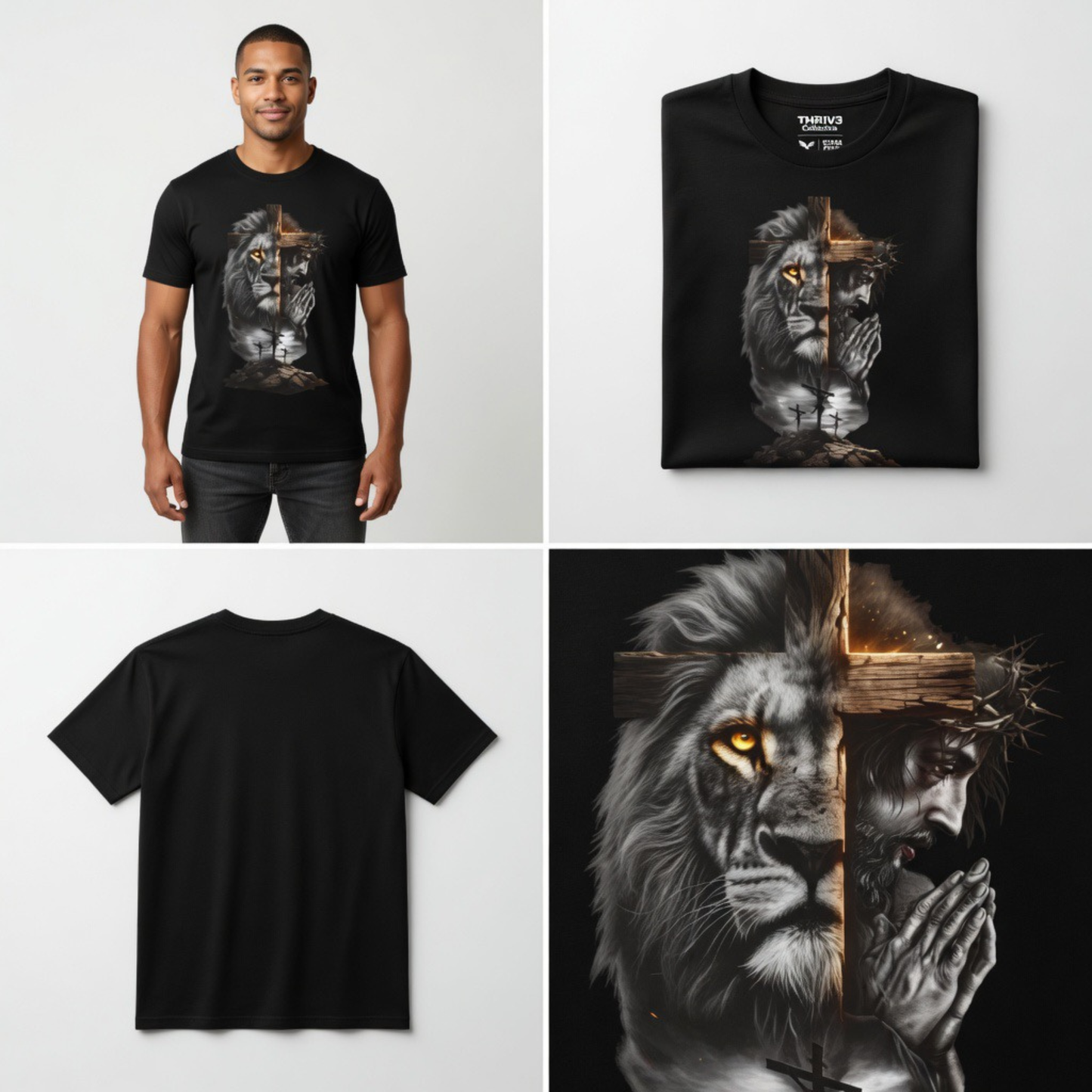 Lion Cross Tee — Faith & Courage Graphic T-Shirt