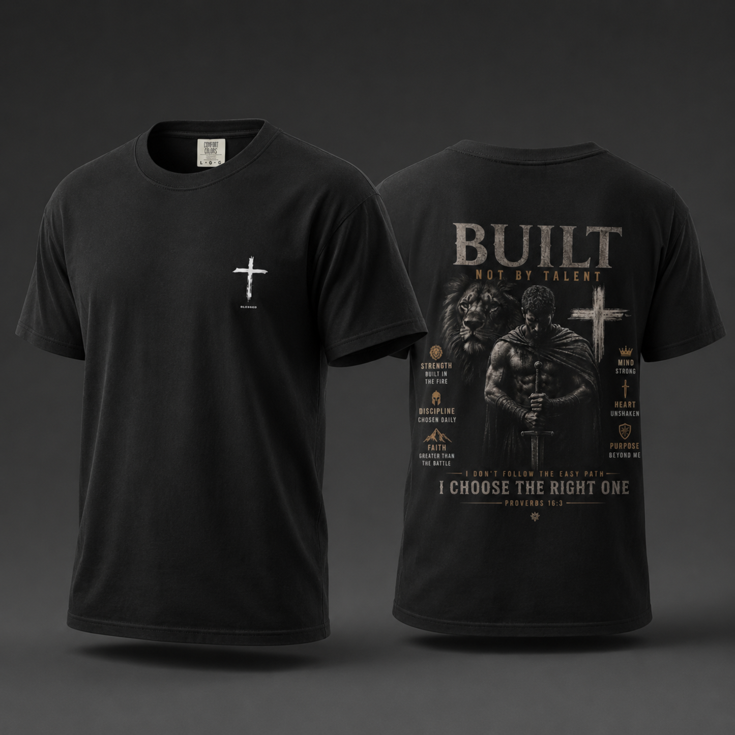 Built Not By Talent Christian Cross T-Shirt — Inspirational Faith Tee