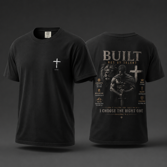 Built Not By Talent Christian Cross T-Shirt — Inspirational Faith Tee