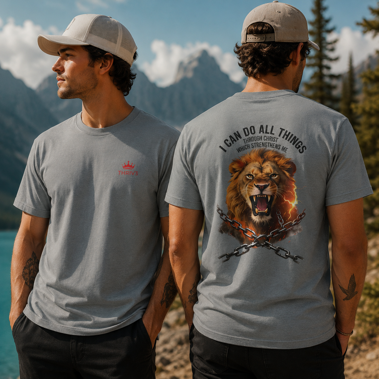 Christian Lion T‑Shirt – “I Can Do All Things” Inspirational Faith Tee