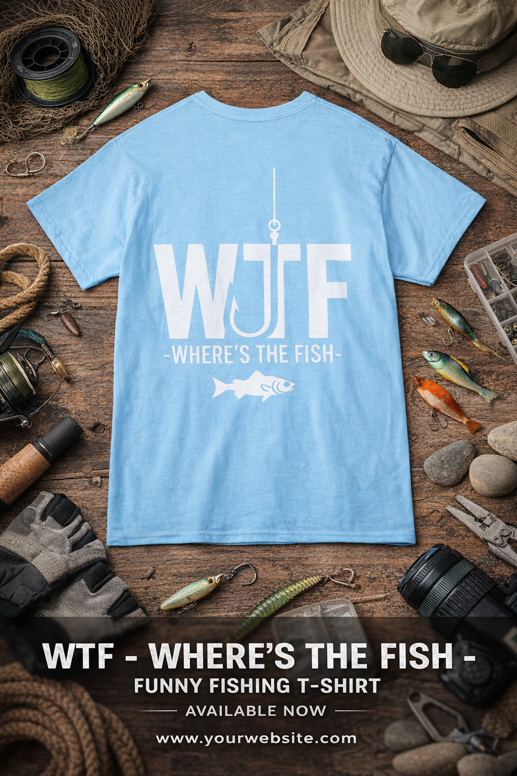 Fishing T-Shirt – "Let's Go Fishing" & "WTF (Where's The Fish)" Graphic Tee for Anglers