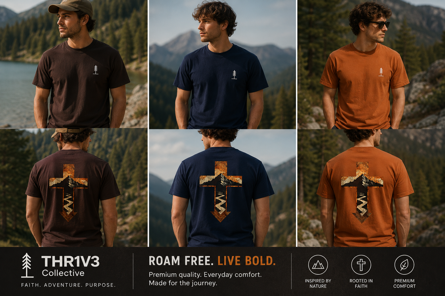 Cross & Mountain Tee — Rustic Christian Graphic T-Shirt