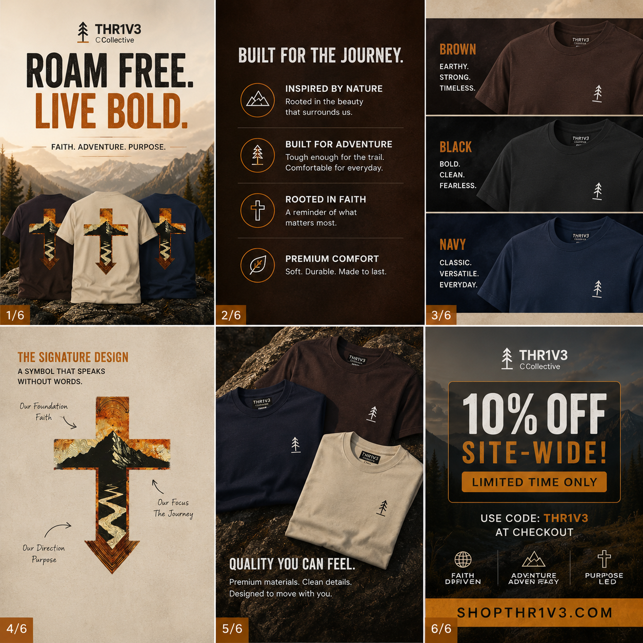 Cross & Mountain Tee — Rustic Christian Graphic T-Shirt
