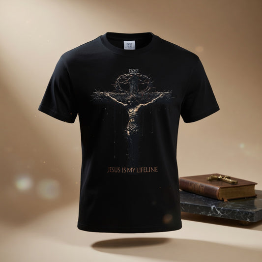 Jesus Is My Guideline T-Shirt — Dark Religious Crucifix Tee