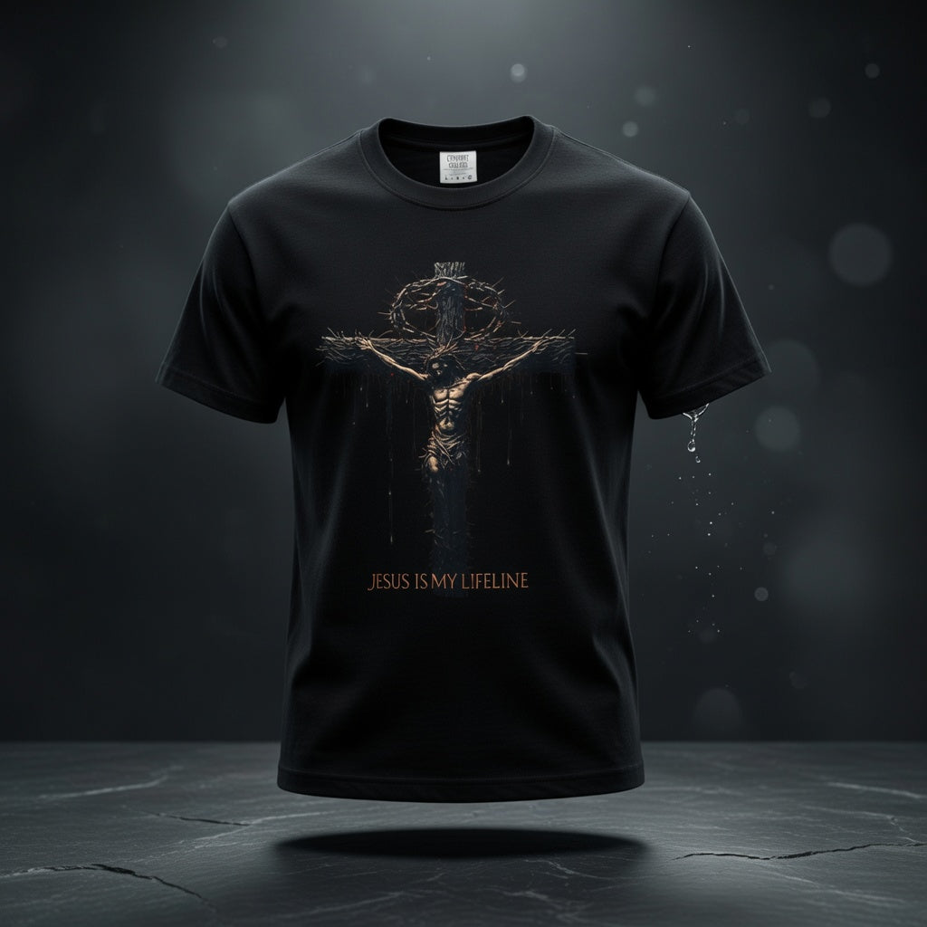 Jesus Is My Guideline T-Shirt — Dark Religious Crucifix Tee