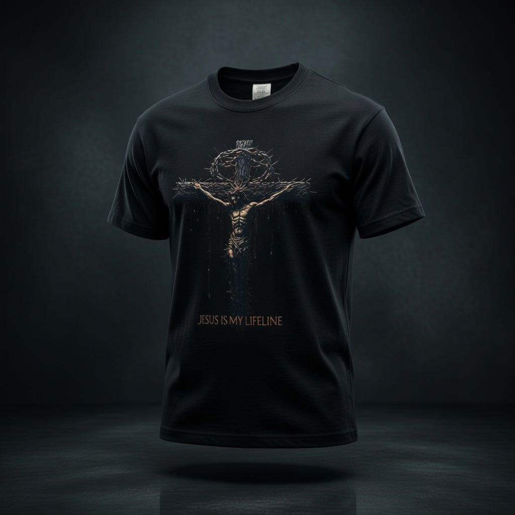 Jesus Is My Guideline T-Shirt — Dark Religious Crucifix Tee