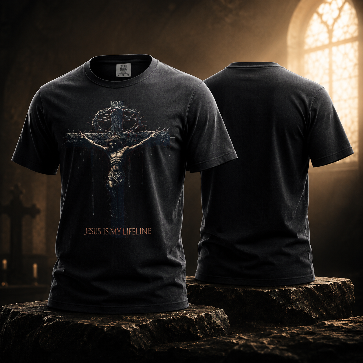 Jesus Is My Guideline T-Shirt — Dark Religious Crucifix Tee