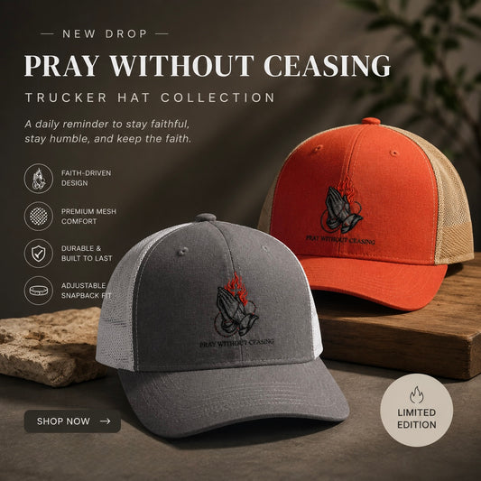 Praying Hands Trucker Cap — Faith-Inspired Snapback Hat