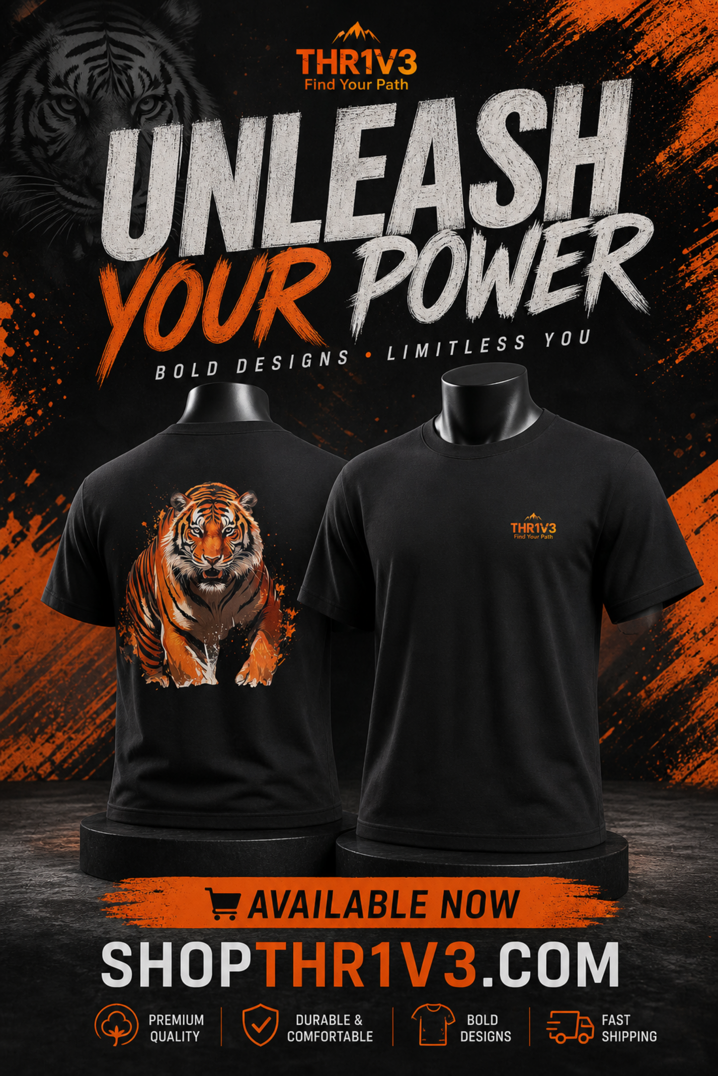 Tiger Graphic Tee — Fierce Orange Tiger Back Print Oversized Boxy Tee