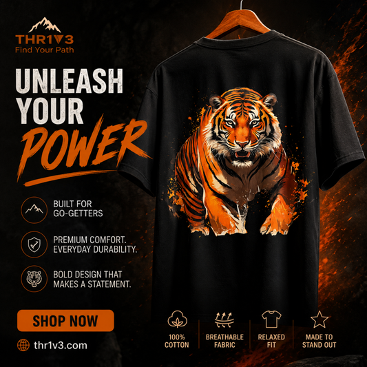 Tiger Graphic Tee — Fierce Orange Tiger Back Print Oversized Boxy Tee