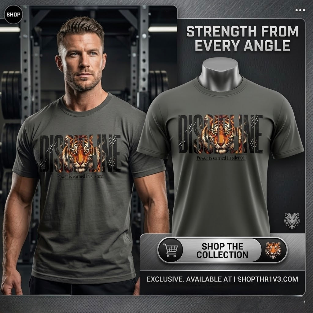 Discipline Tiger Graphic T-Shirt | Motivational Streetwear Shirt | Power Is Earned in Silence