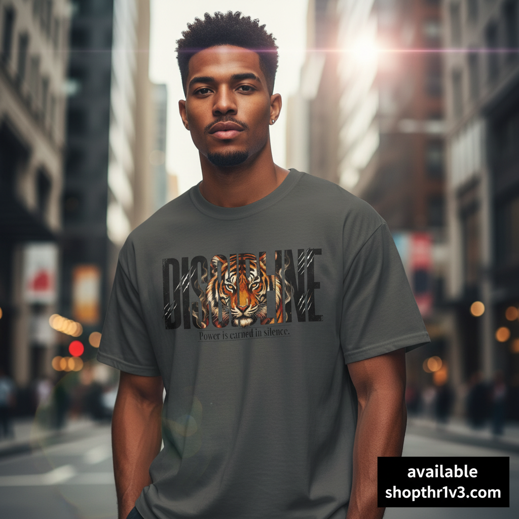 Discipline Tiger Graphic T-Shirt | Motivational Streetwear Shirt | Power Is Earned in Silence