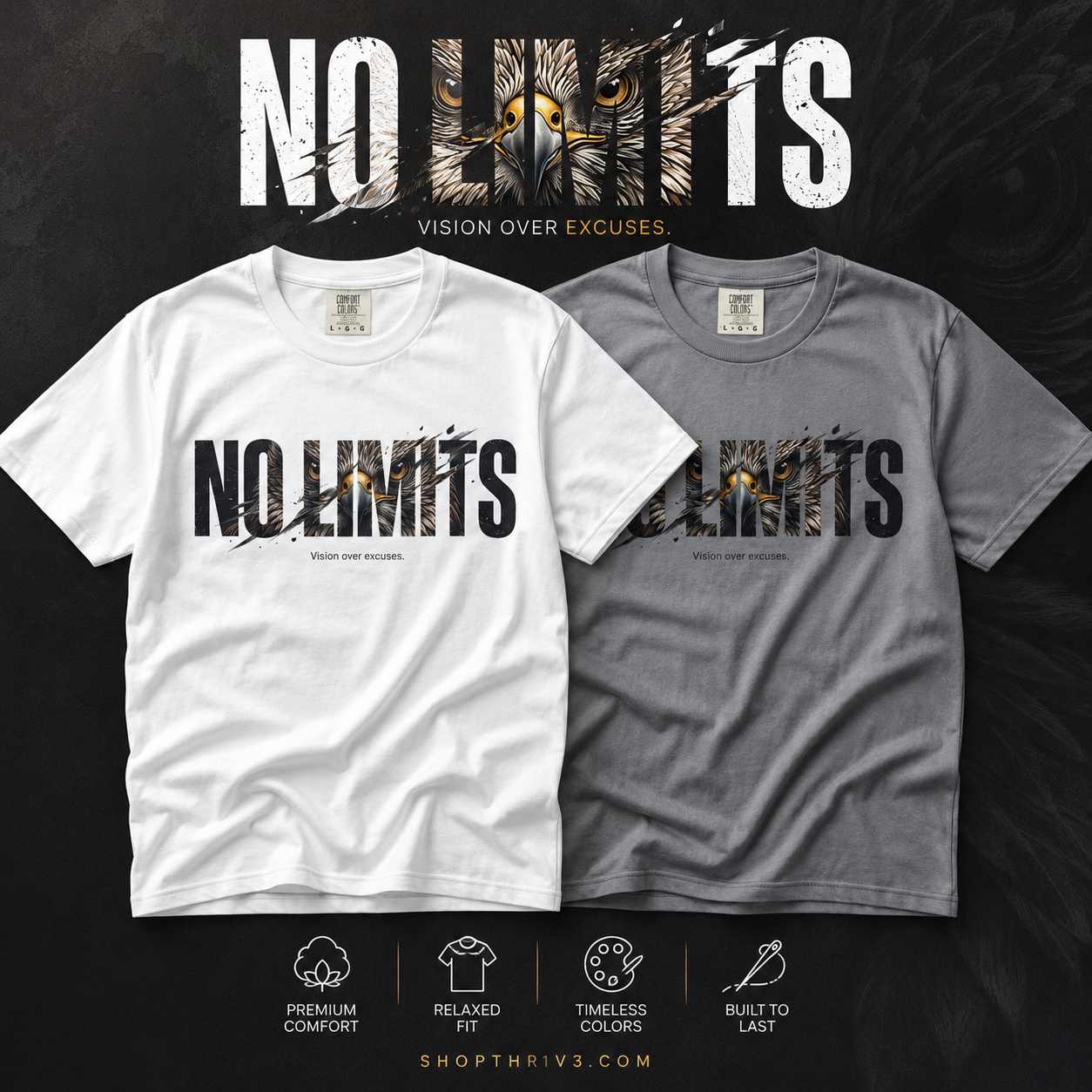 No Limits Graphic T-Shirt — Motivational 'No Limits' Design