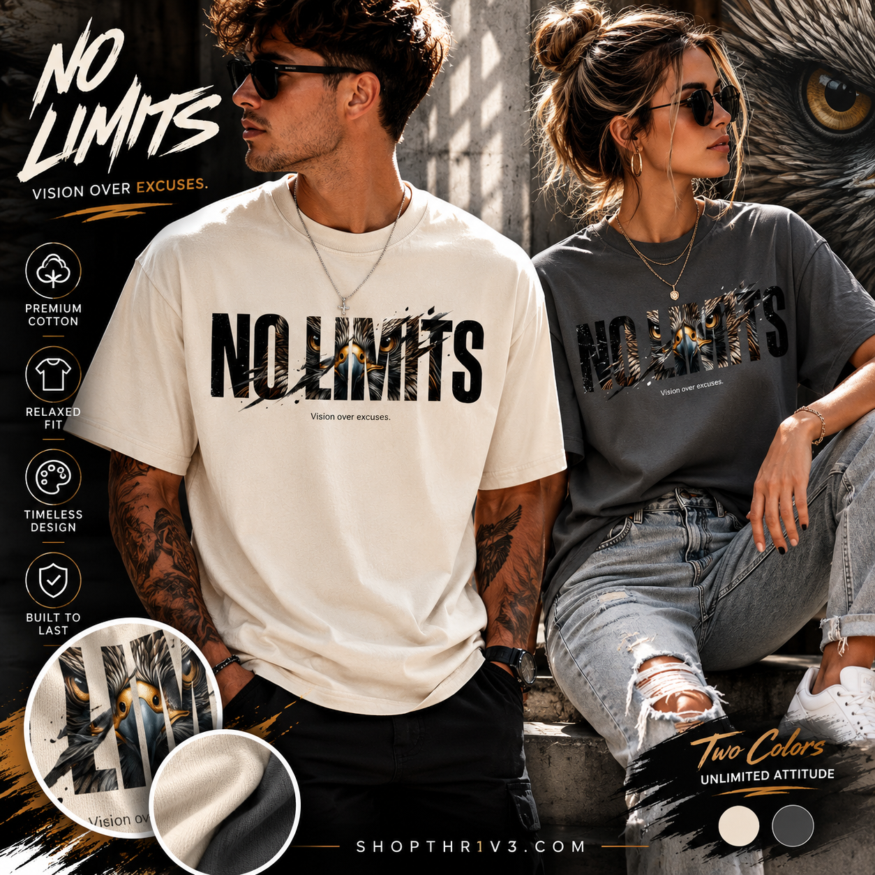 No Limits Graphic T-Shirt — Motivational 'No Limits' Design