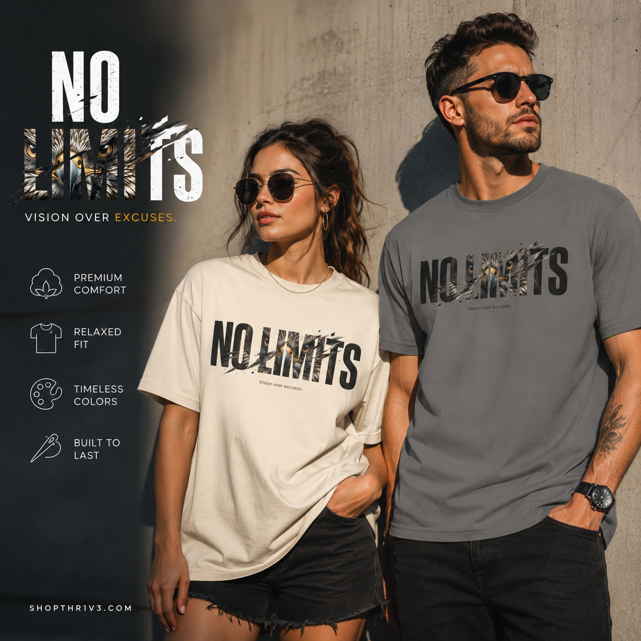 No Limits Graphic T-Shirt — Motivational 'No Limits' Design